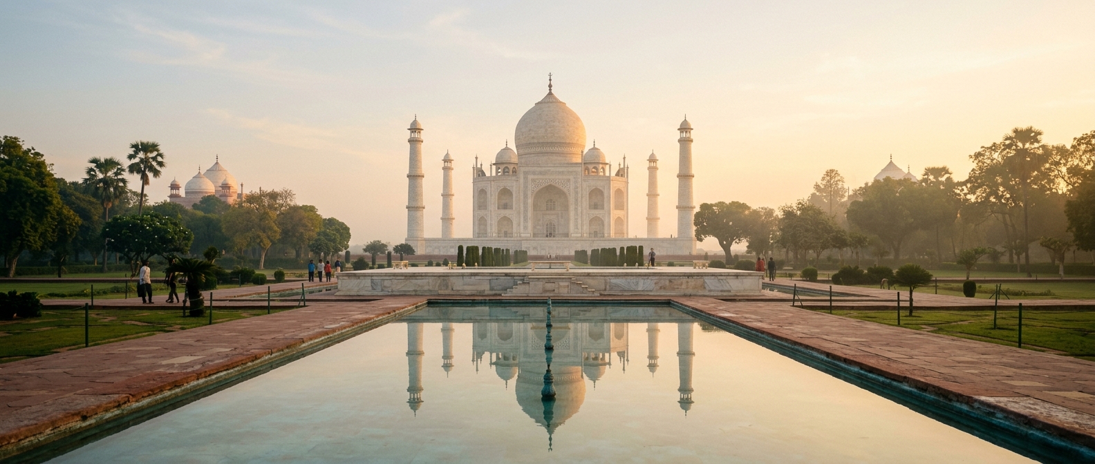 The Taj Mahal at sunrise, India
